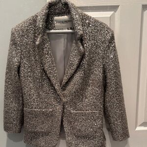 Boston Proper Women's Glittering Silver Blazer